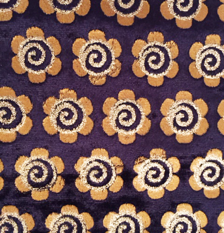 Burnout fabric in purple flower print