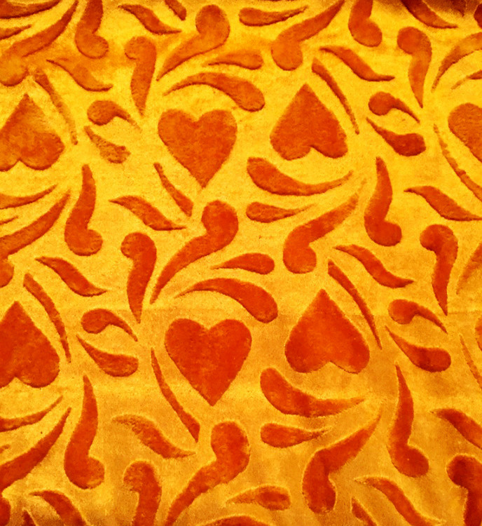 Embossed velvet fabric in yellow colour